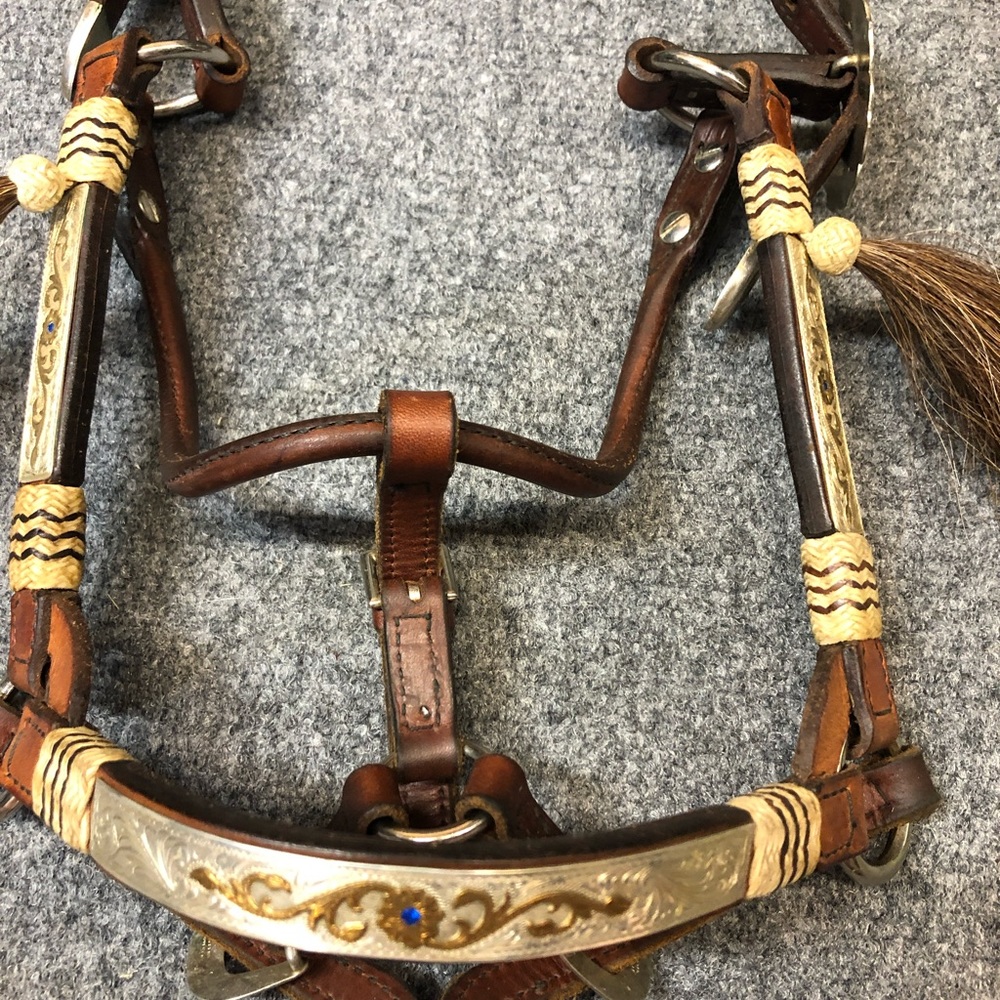 Custom Made Broken Horn Sterling Silver Overlay Halter